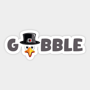 Gobble turkey head with hat funny thanksgiving design Sticker